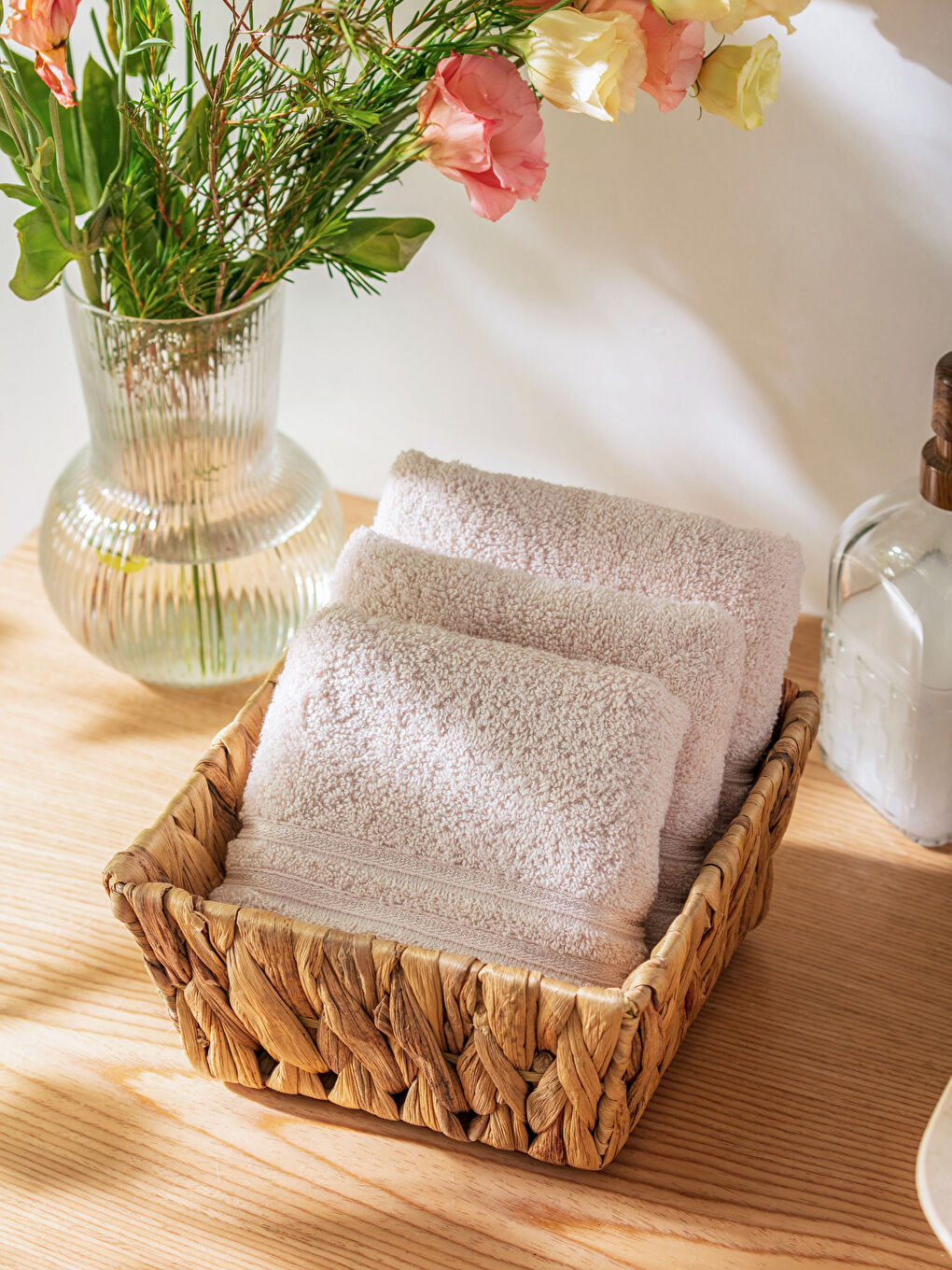 Ekru Düz Pamuklu Havlu Seti 3'lü-1