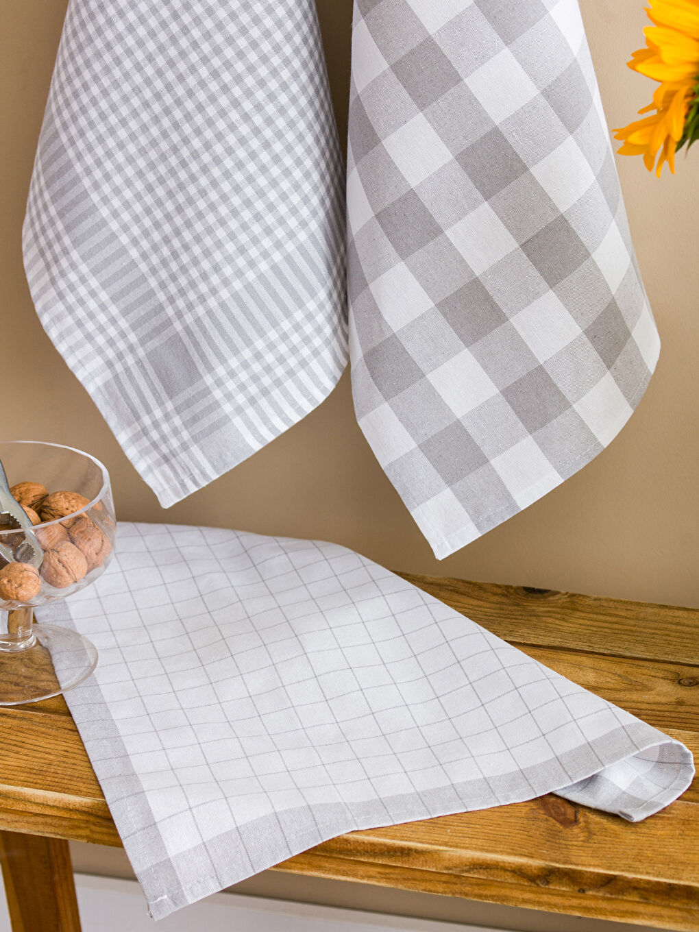 Plaid Patterned Drying Towel 3 Pcs 40x60 Cm-1