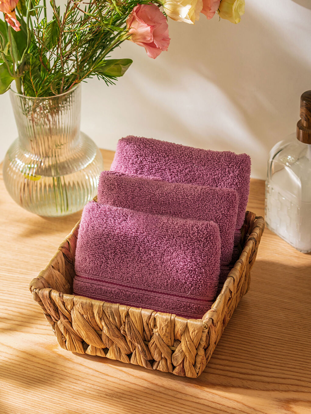 Mürdüm Pamuklu El Havlusu Seti 3'lü-1