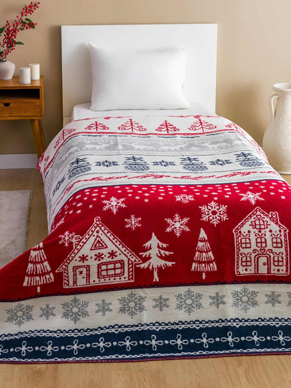 New Year Patterned Single Blanket 150x200 Cm -W3FS61Z8-F9C