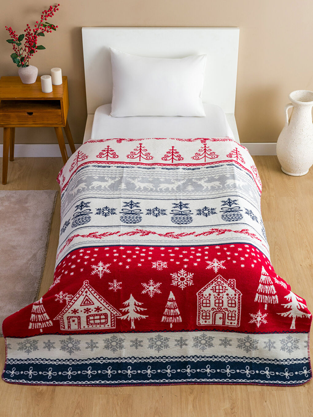 New Year Patterned Single Blanket 150x200 Cm -W3FS61Z8-F9C