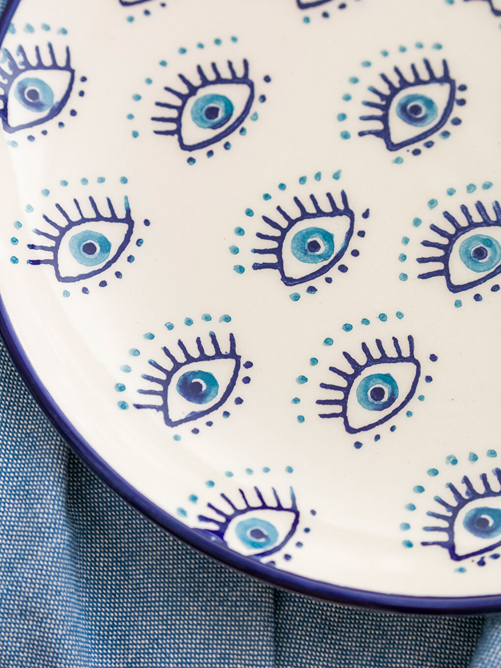 Mavi Göz Baskılı Seramik Pasta Tabağı 4'lü-2