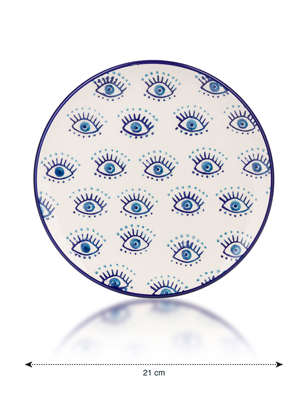 Mavi Göz Baskılı Seramik Pasta Tabağı 4'lü-4