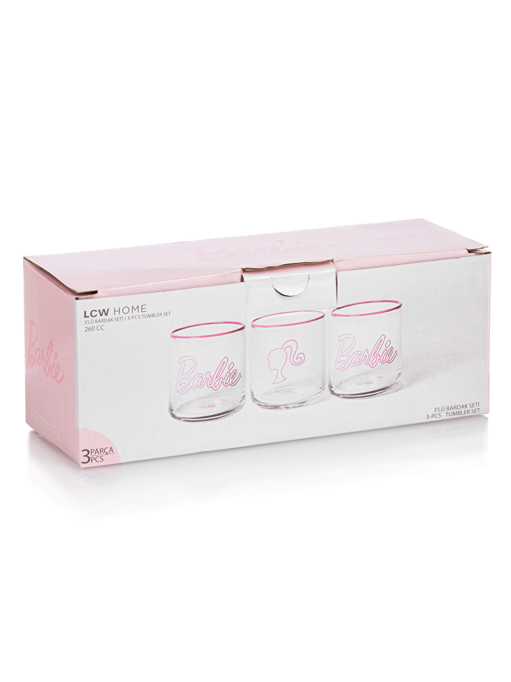 LCW HOME Barbie Bedrucktes Glas 3er-Pack 260 ml -W3FS93Z8-LT9