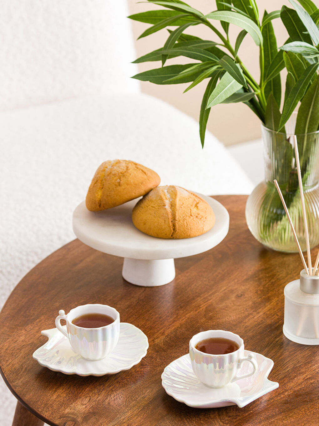 Beyaz İstiridye 2 Kişilik Porselen Kahve Fincan Takımı 90 ml