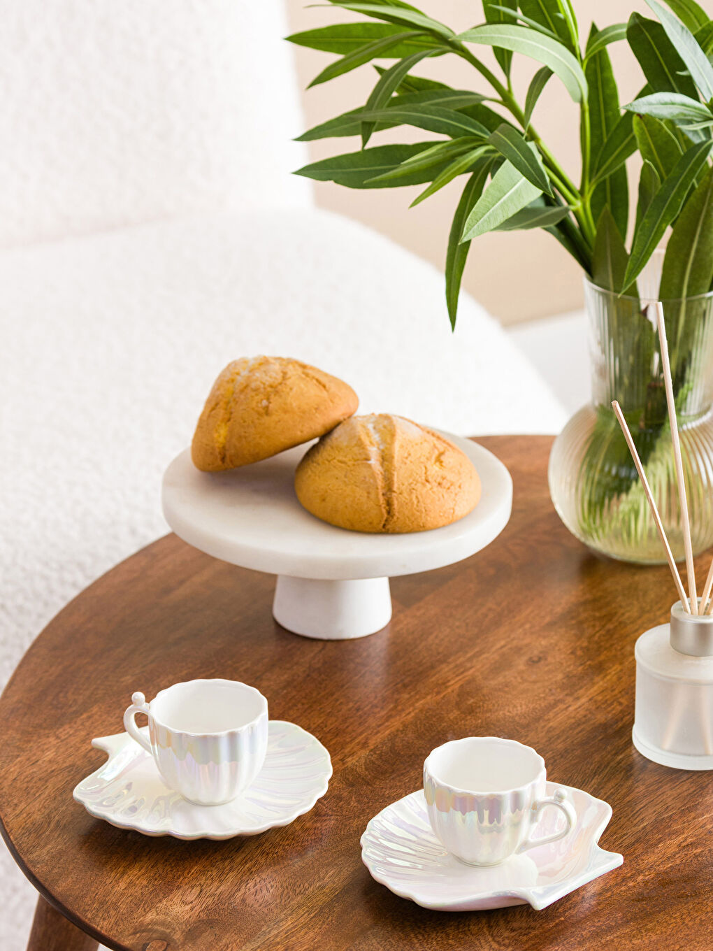 Beyaz İstiridye 2 Kişilik Porselen Kahve Fincan Takımı 90 ml-1