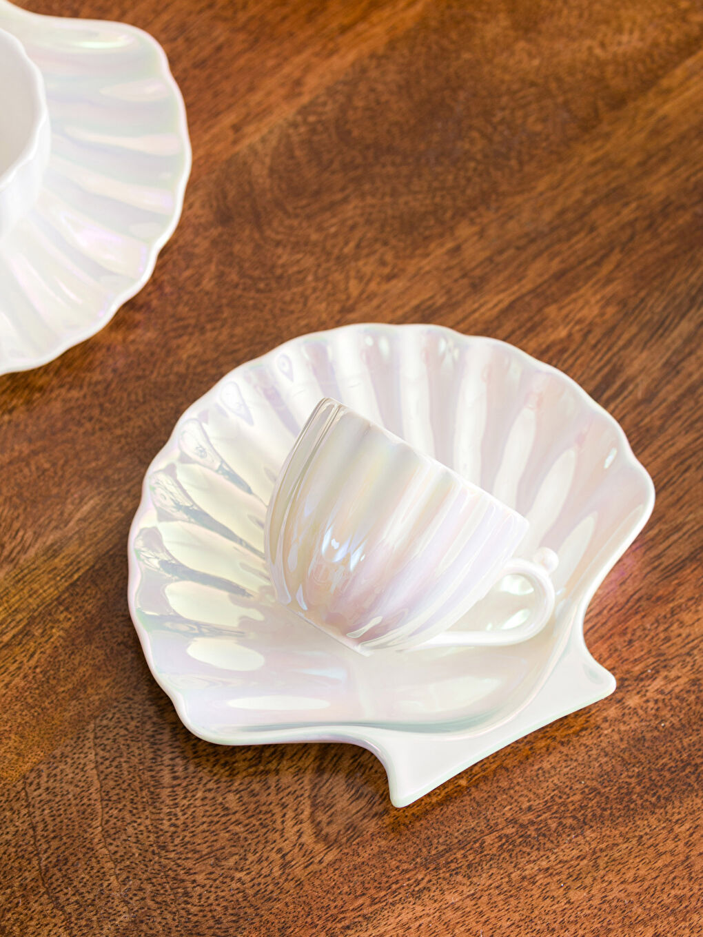 Beyaz İstiridye 2 Kişilik Porselen Kahve Fincan Takımı 90 ml-2