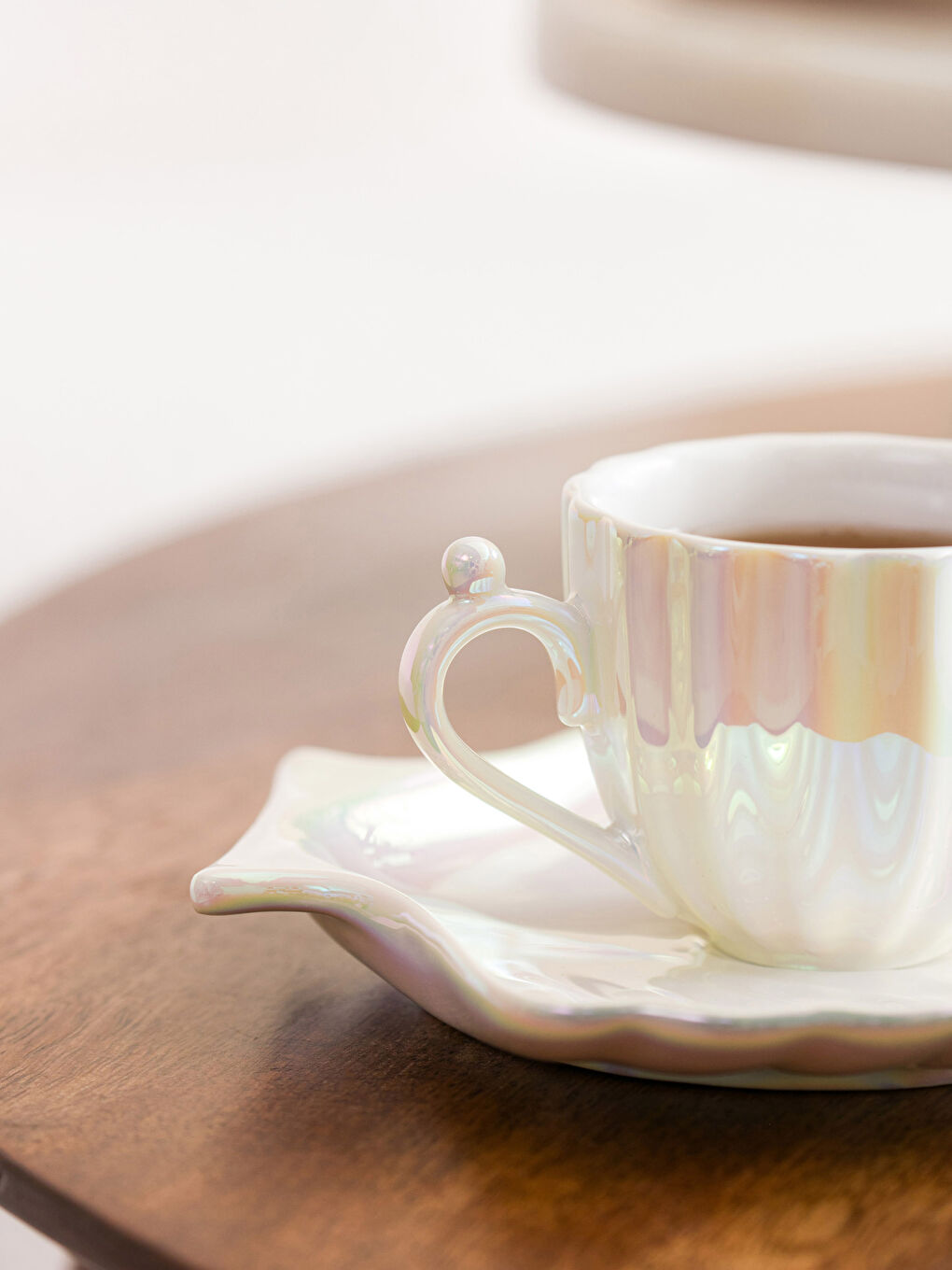 Beyaz İstiridye 2 Kişilik Porselen Kahve Fincan Takımı 90 ml-3