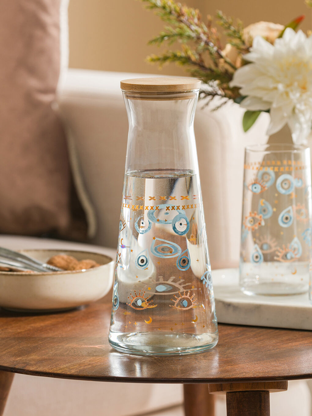 Karışık Göz Baskılı Kapaklı Sürahi 1100 ml