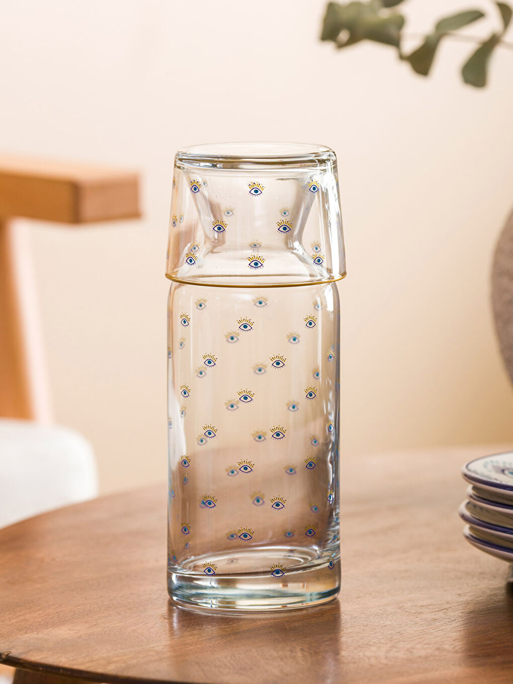 Mavi Baskılı Bardaklı Sürahi 700 ML-2