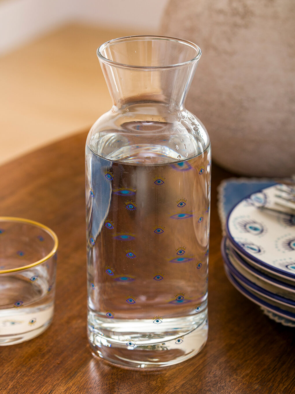 Mavi Baskılı Bardaklı Sürahi 700 ML-3