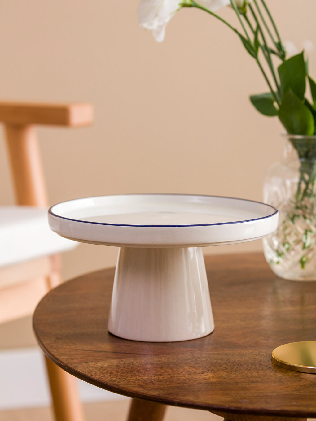 Lacivert Seramik Ayaklı Kek Standı 20 cm-2