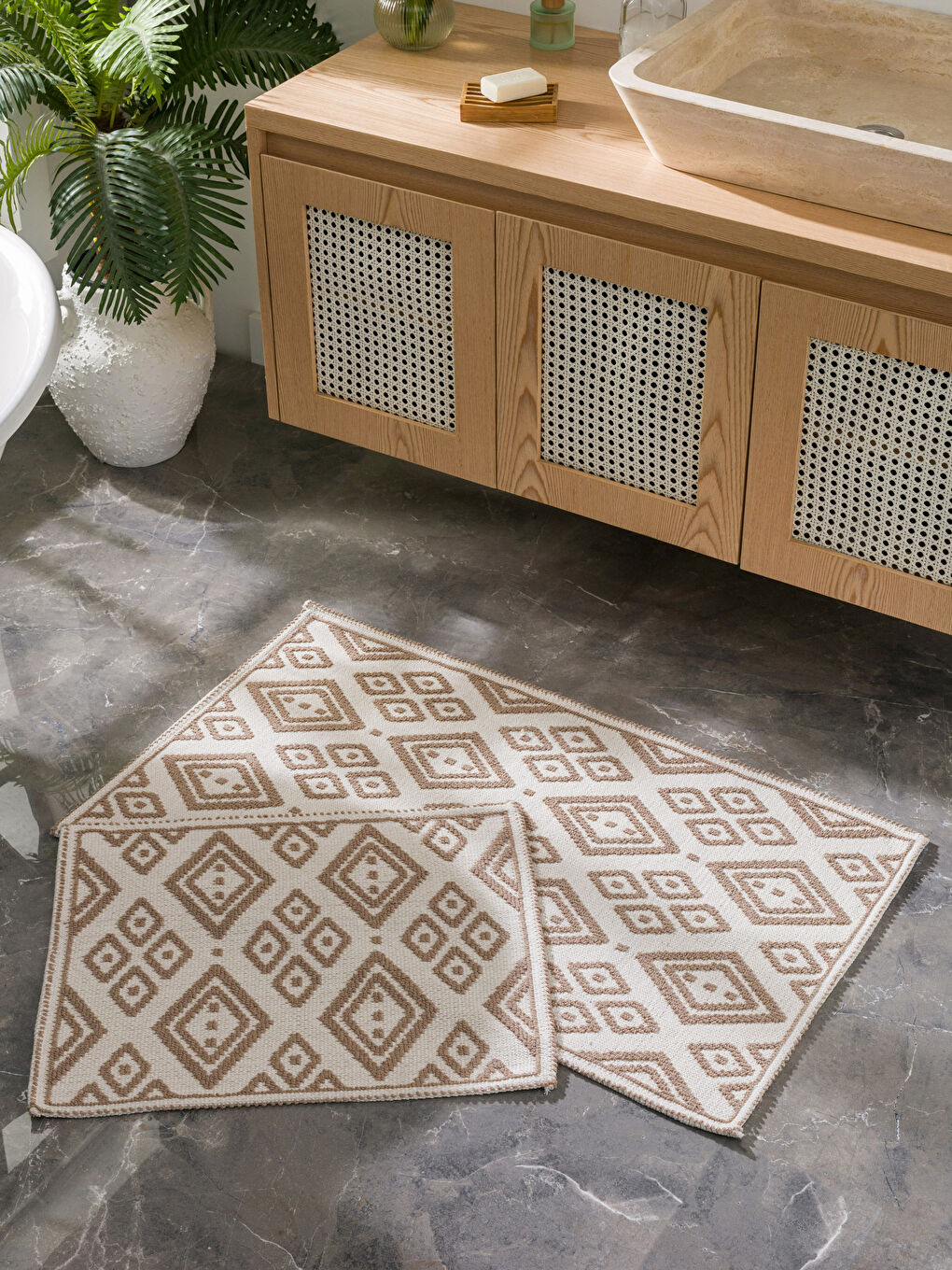 Set Covorașe de Baie cu Model, 2 Bucăți