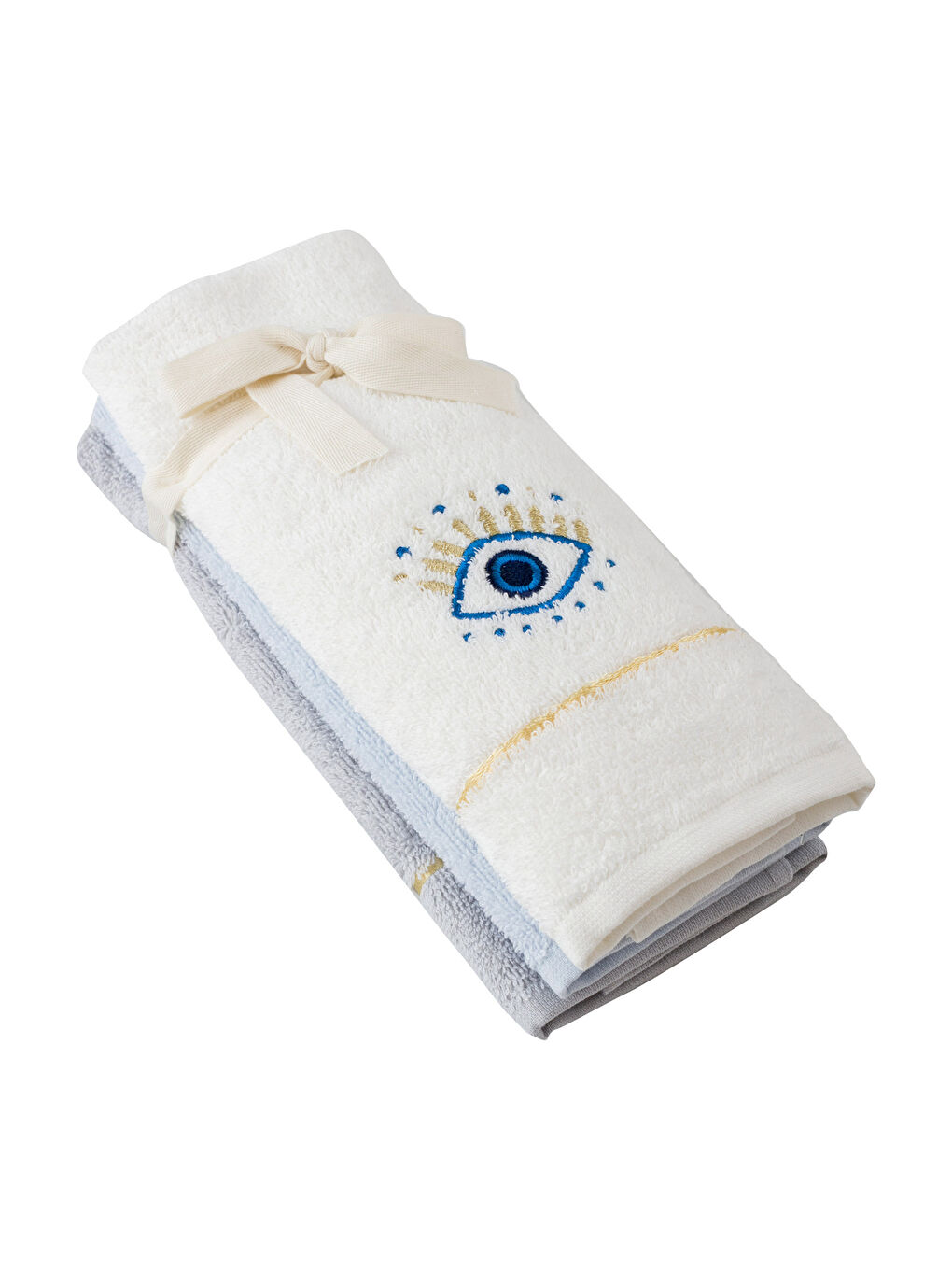 Serviette d'invité Brodée Œil Lot de 3 pièces 30x50 cm-4