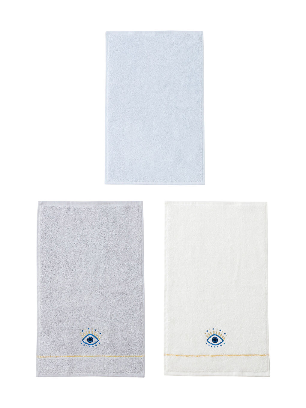 Serviette d'invité Brodée Œil Lot de 3 pièces 30x50 cm-5