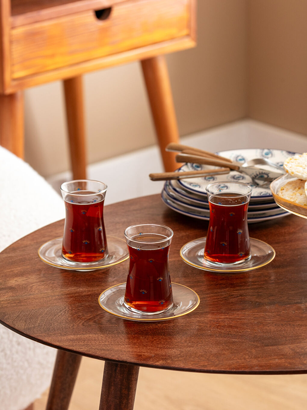 Mavi 4 Kişilik Çay Bardağı Seti 132 ml