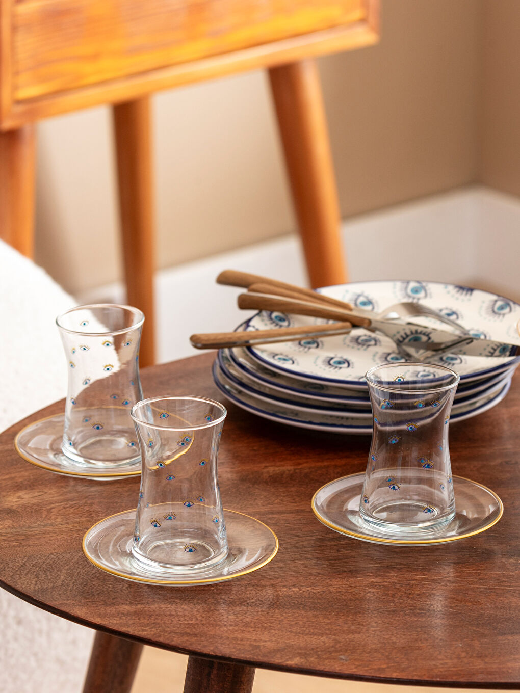 Mavi 4 Kişilik Çay Bardağı Seti 132 ml-1