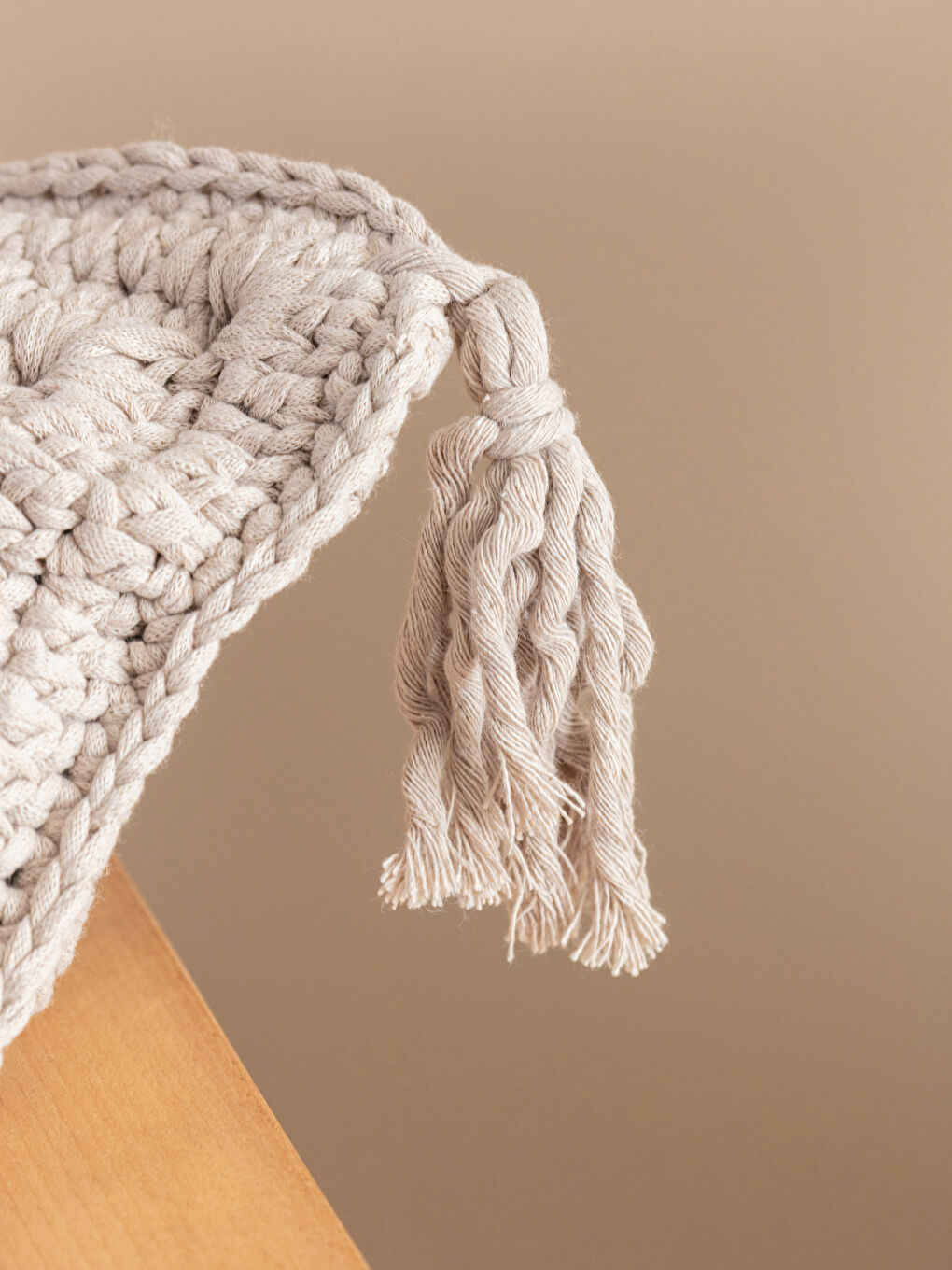 Tassel Detailed Macrame Filled Cushion 57x34 Cm-3