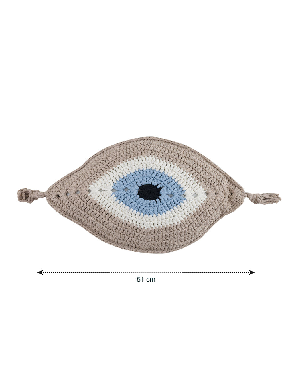 Tassel Detailed Macrame Filled Cushion 57x34 Cm-4