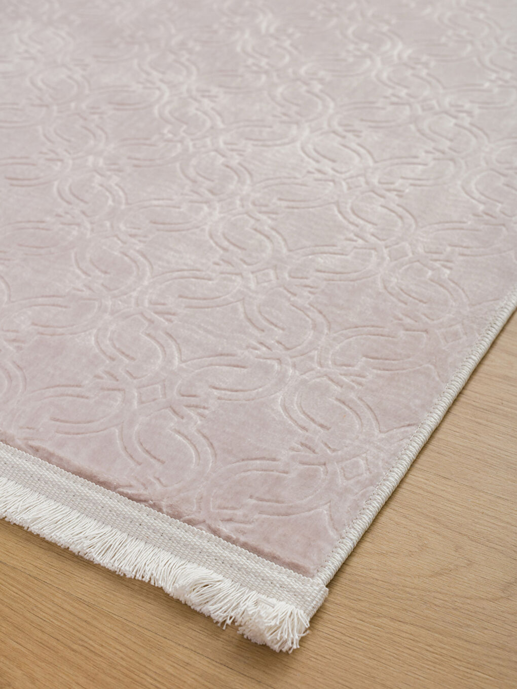 Bej Desenli Püsküllü Halı 80x150 cm-1