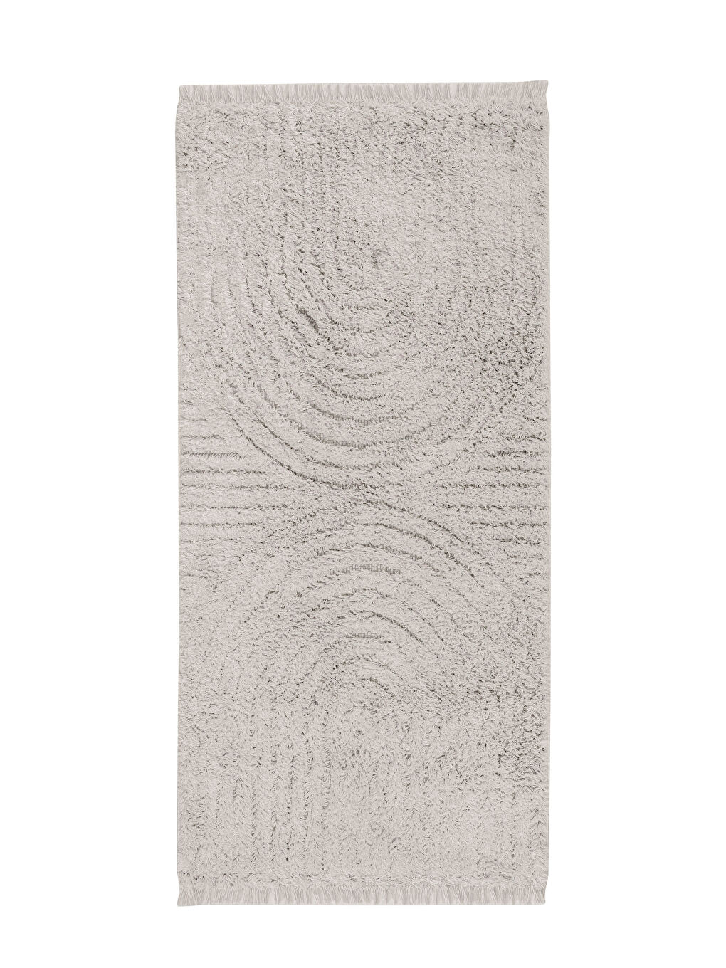 Beyaz Kedinden Desenli Saçaklı Halı 70x150 cm-4