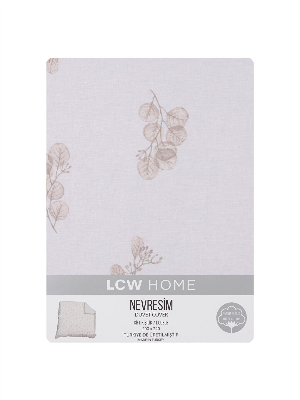 Leaf Patterned Double Duvet Cover 200x220 Cm-4