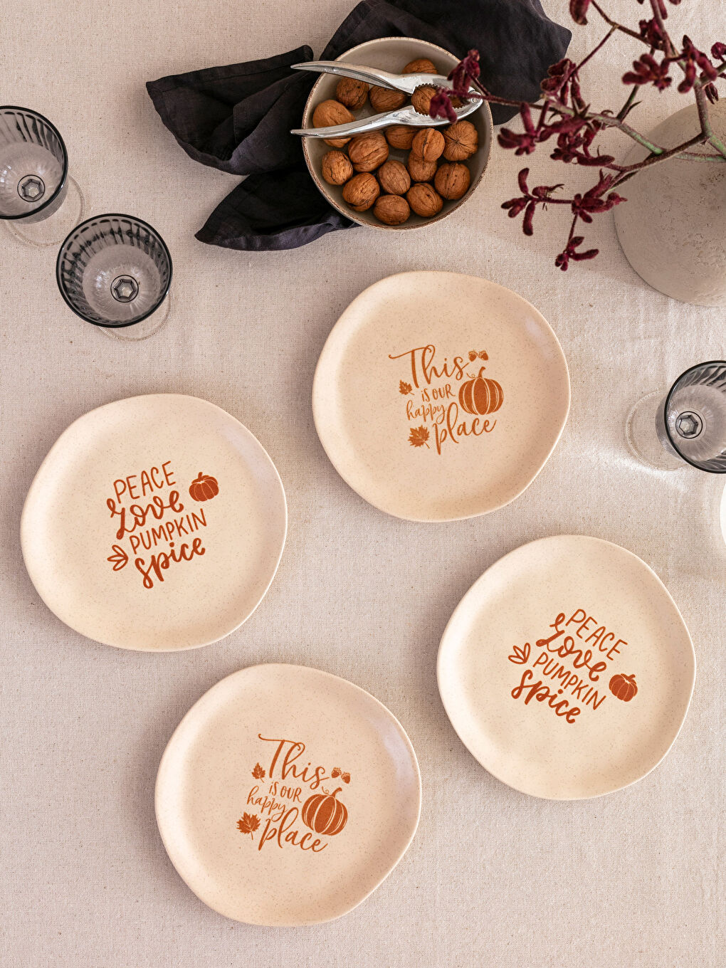 LCW HOME Printed Ceramic Cake Plate Set of 4 -W3FY25Z8-LSN
