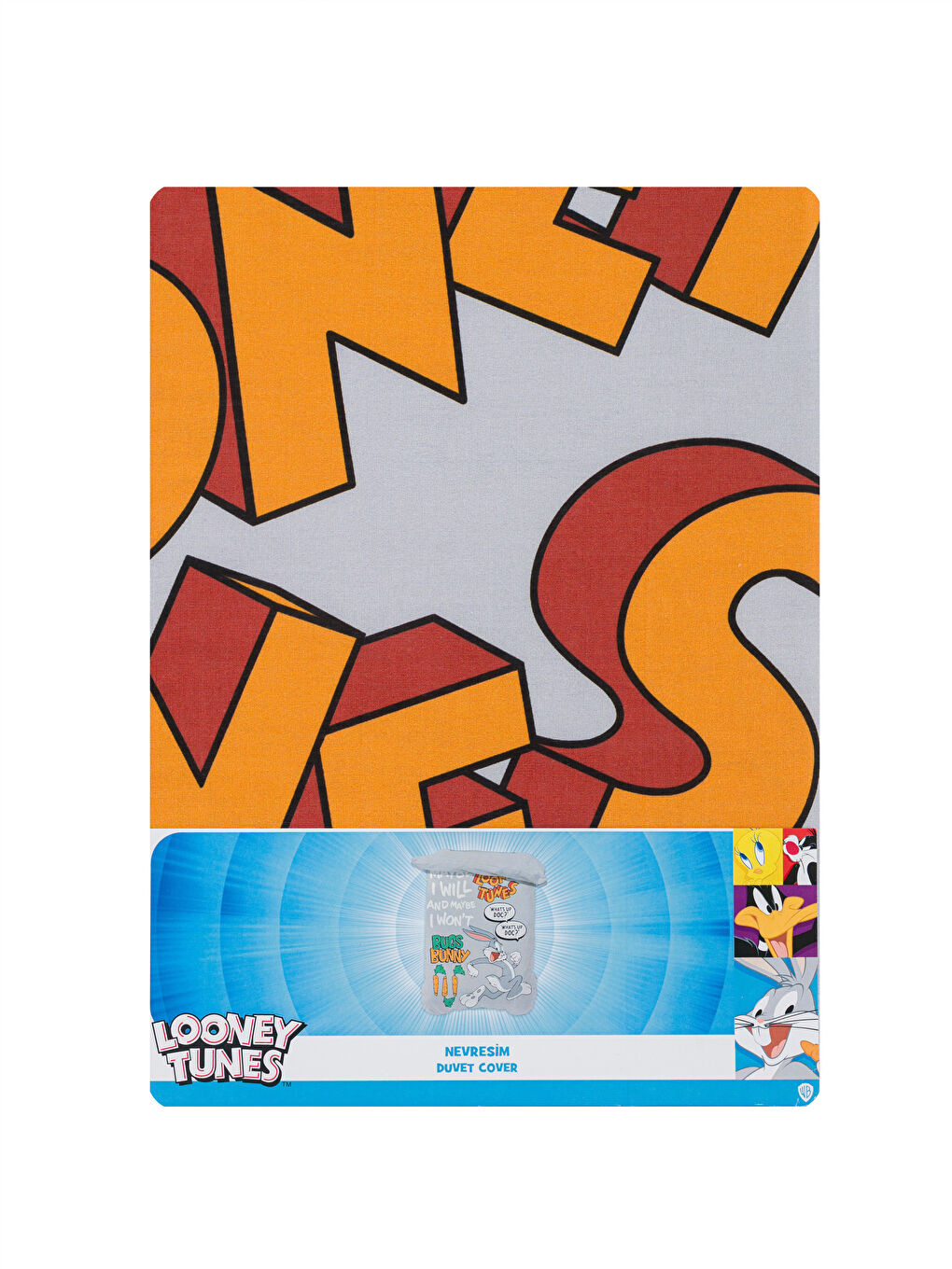 Karışık Bugs Bunny Baskılı Pamuklu Tek Kişilik Nevresim-4