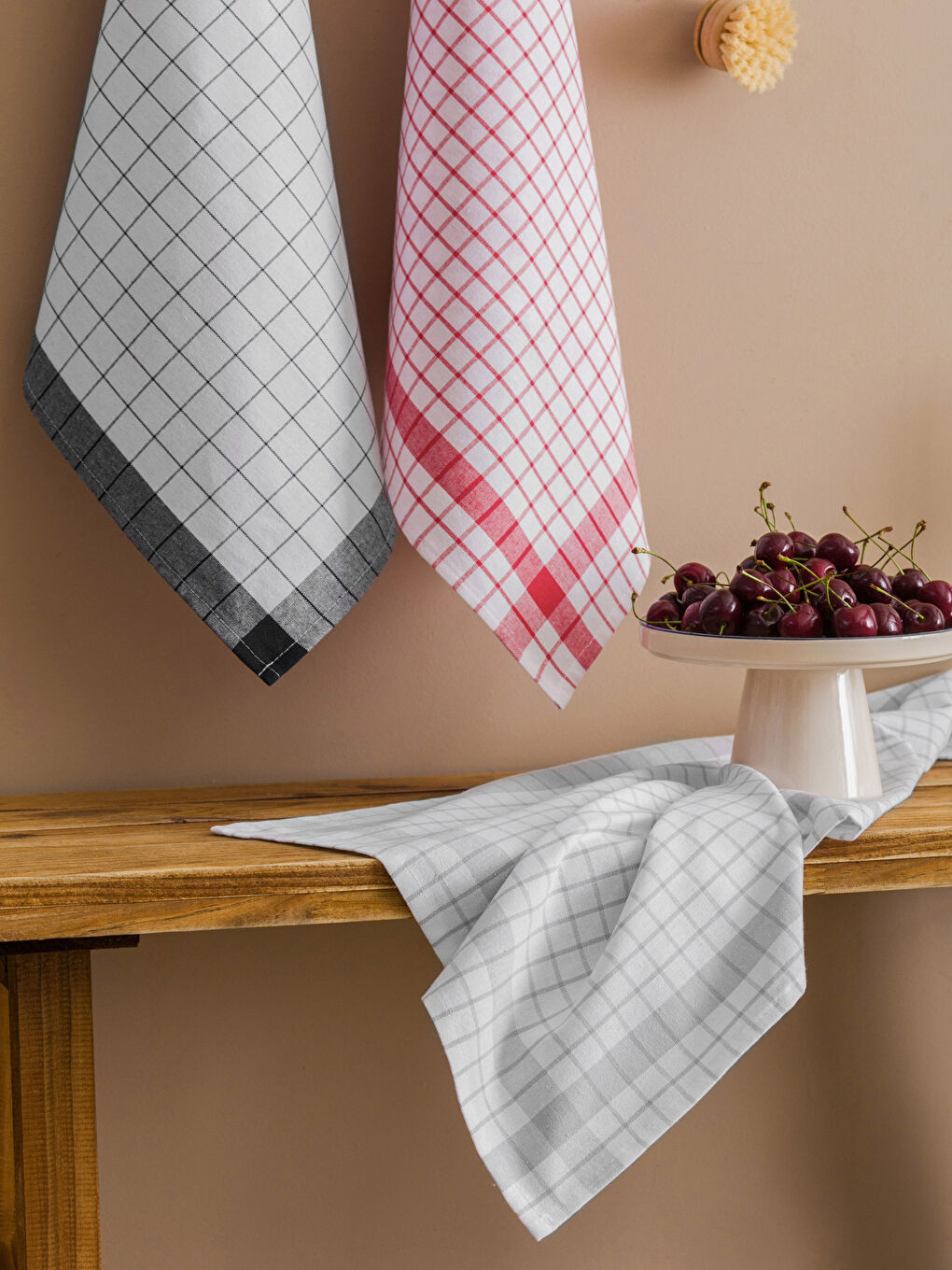 Siyah Ekose Desenli Kurulama Bezi 3'lü 40x60 cm