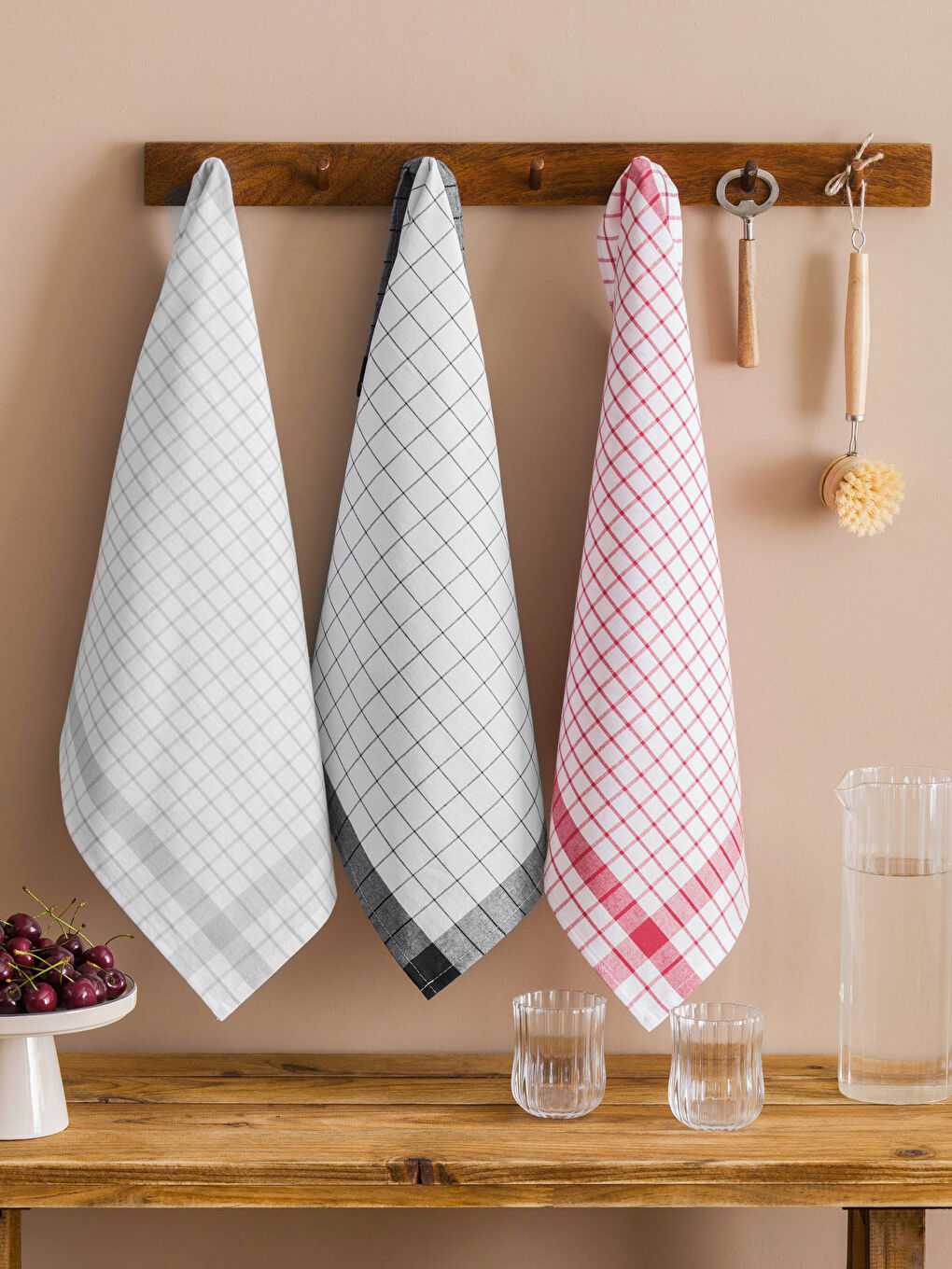 Siyah Ekose Desenli Kurulama Bezi 3'lü 40x60 cm-1