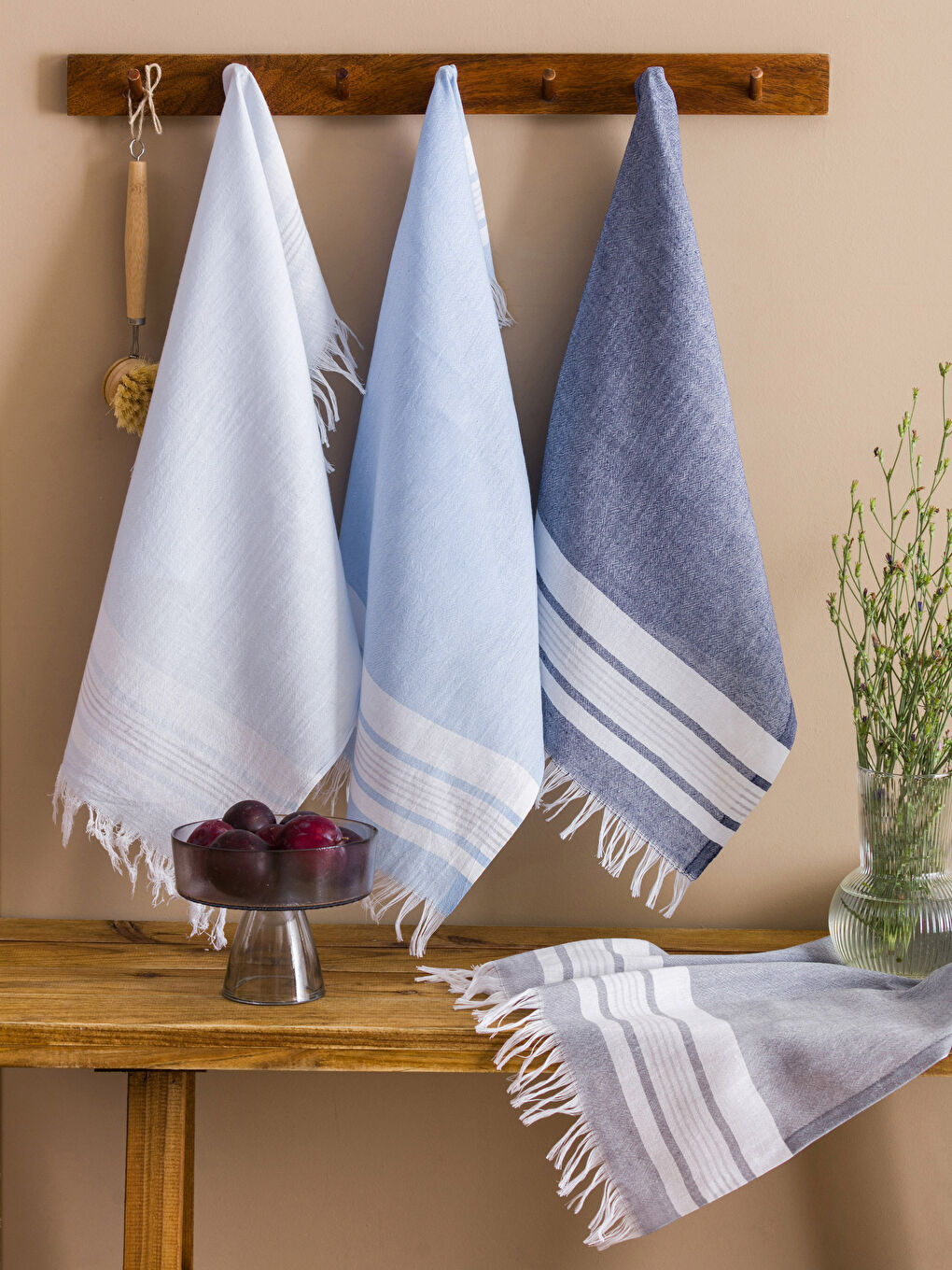LCW HOME Striped Cotton Loincloth Drying Cloth Set of 4 -W3G270Z8-V8D