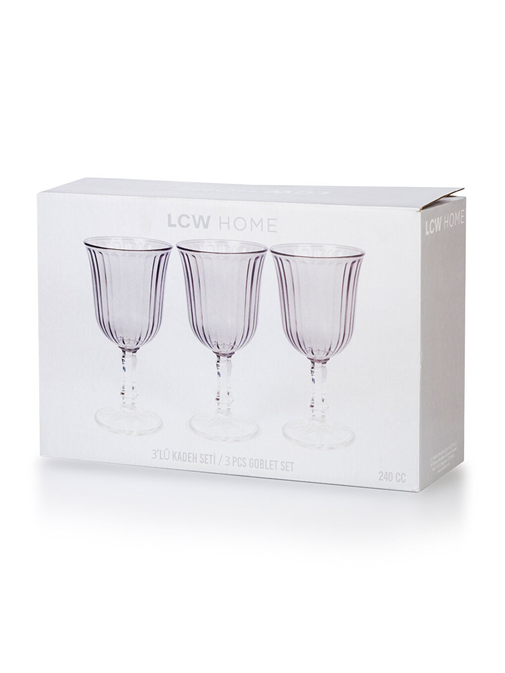 Antrasit Cam Ayaklı Su Bardağı 3'lü 240 ml-4