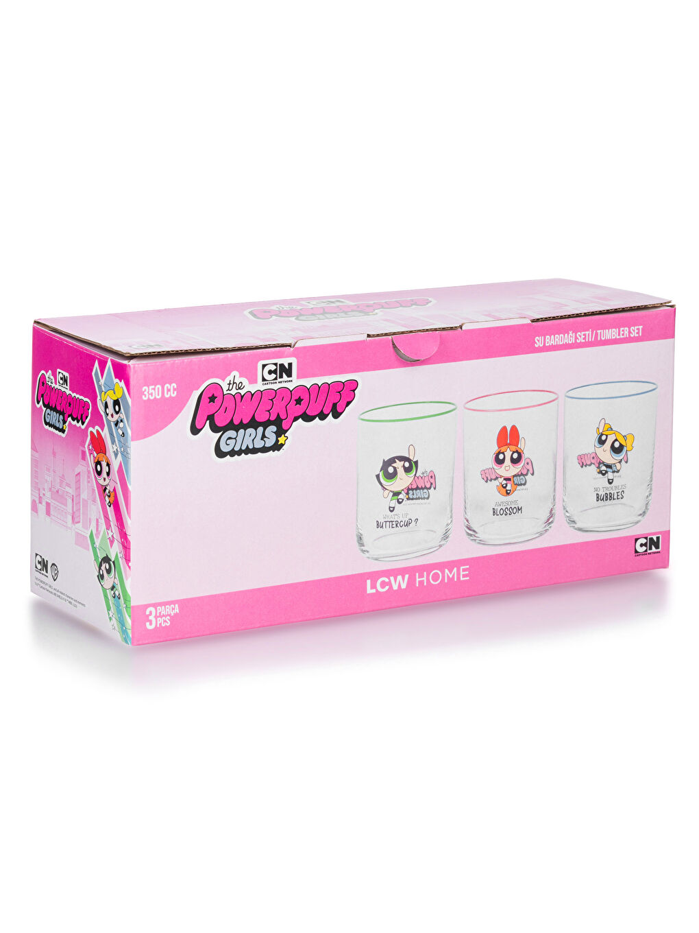 Lcw Home Verre à soda imprimé Les Super-Filles Lot de 3 pièces 350 ml -W3G487Z8-F9C