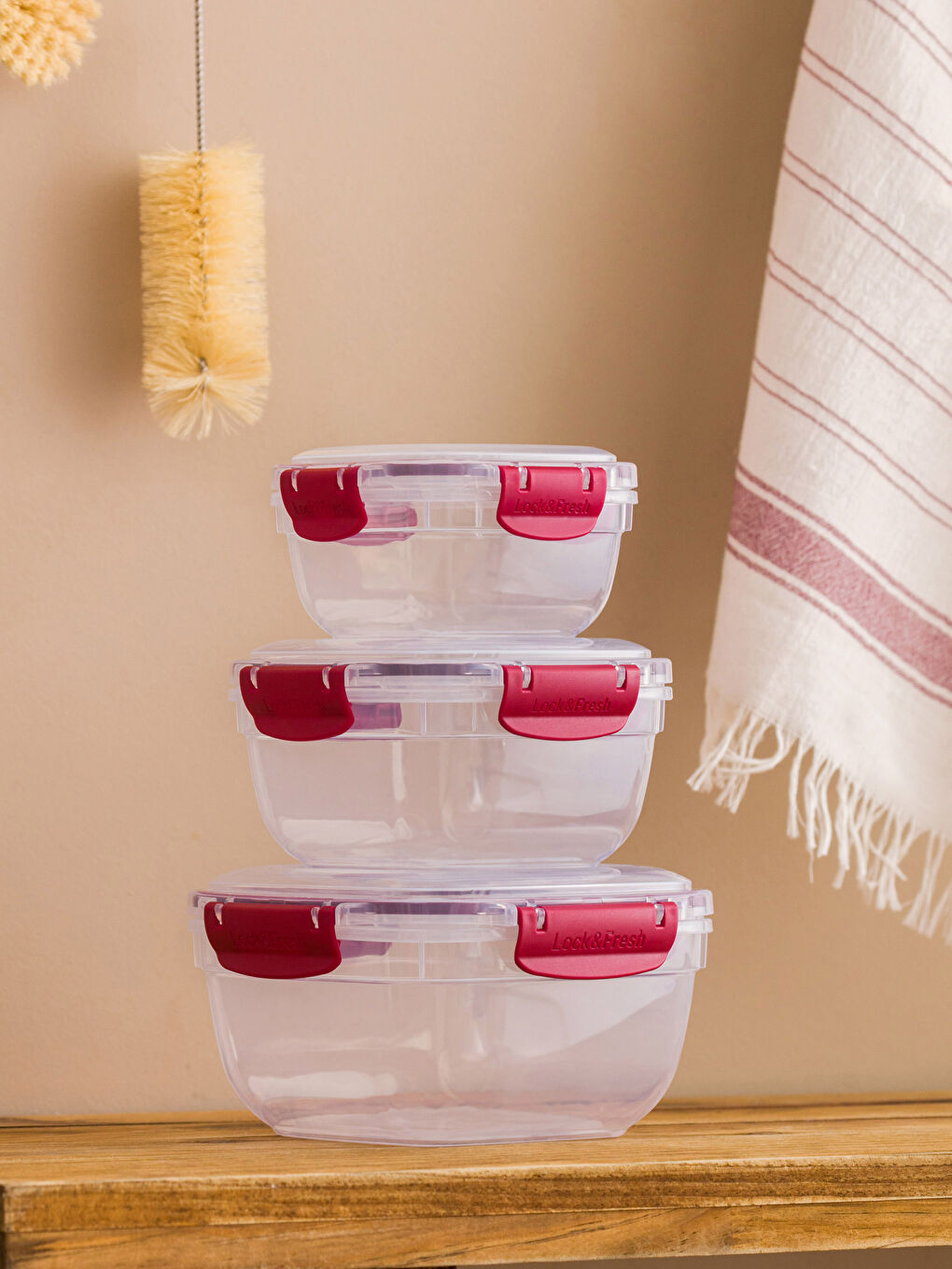 Kırmızı Saklama Kabı Seti 3'lü