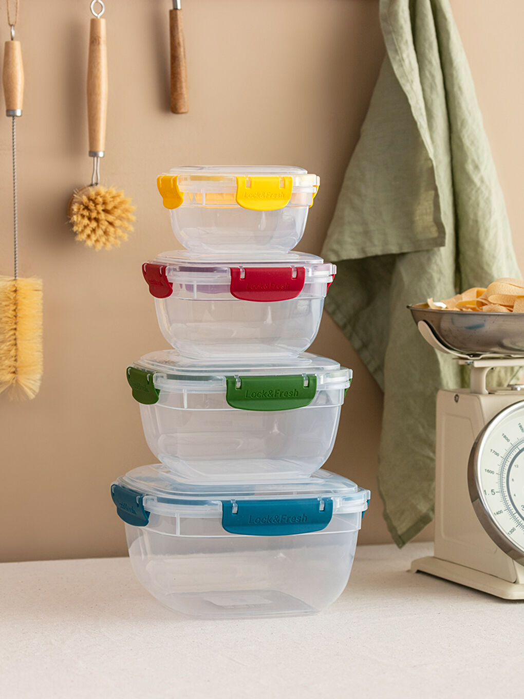 Karışık Kapaklı Saklama Kabı 4'lü