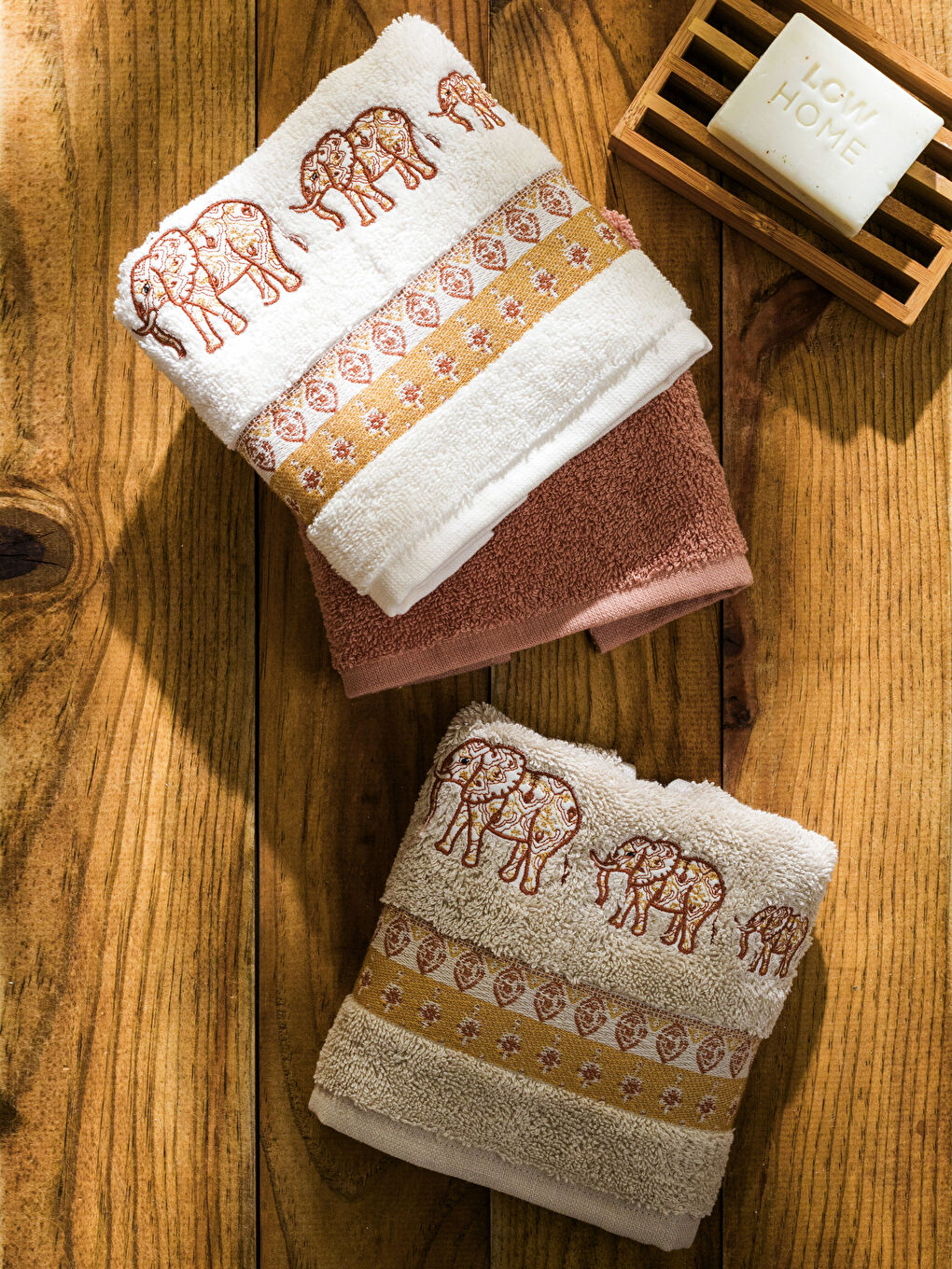 Elephant Embroidered Hand Towel 3-Piece 30x50 Cm -W3G977Z8-DF8