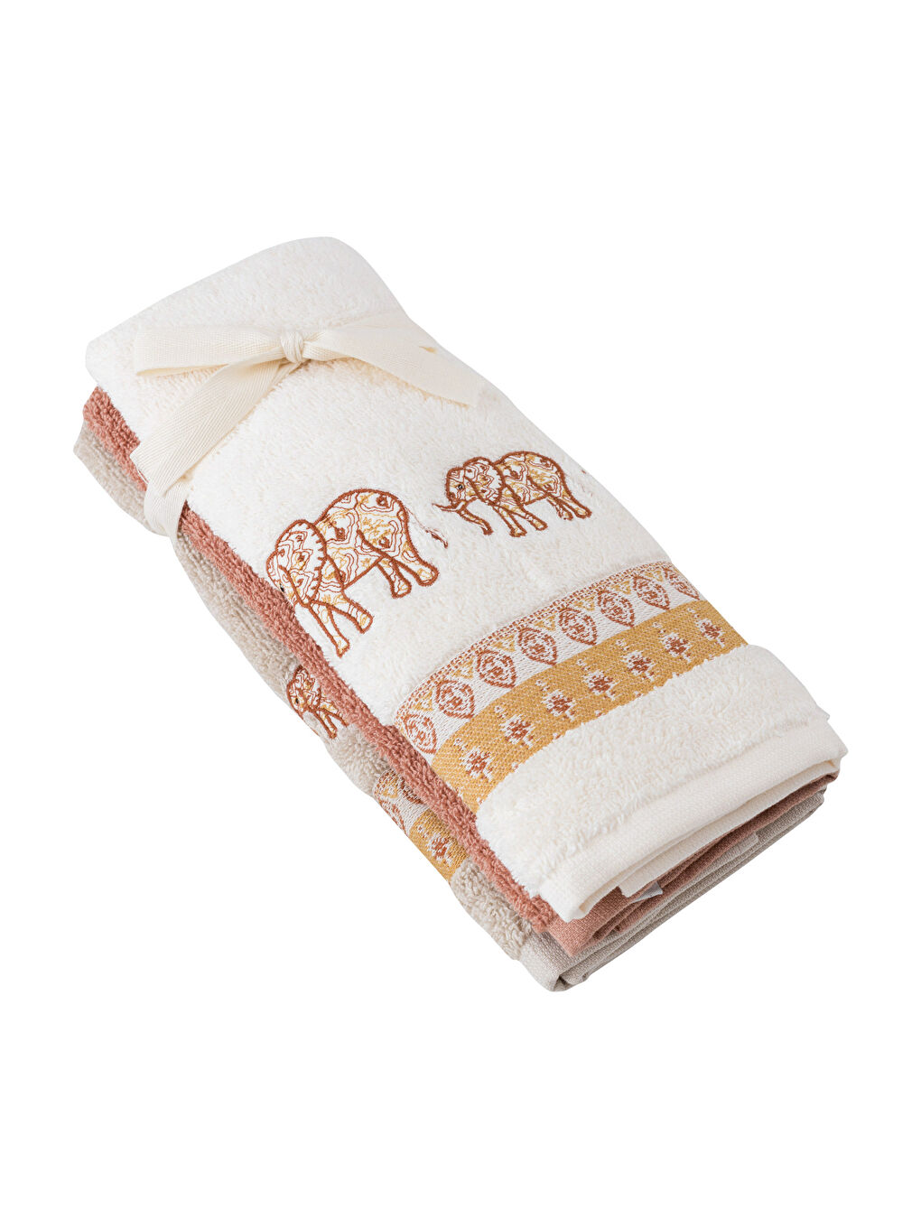 Elephant Embroidered Hand Towel 3-Piece 30x50 Cm -W3G977Z8-DF8