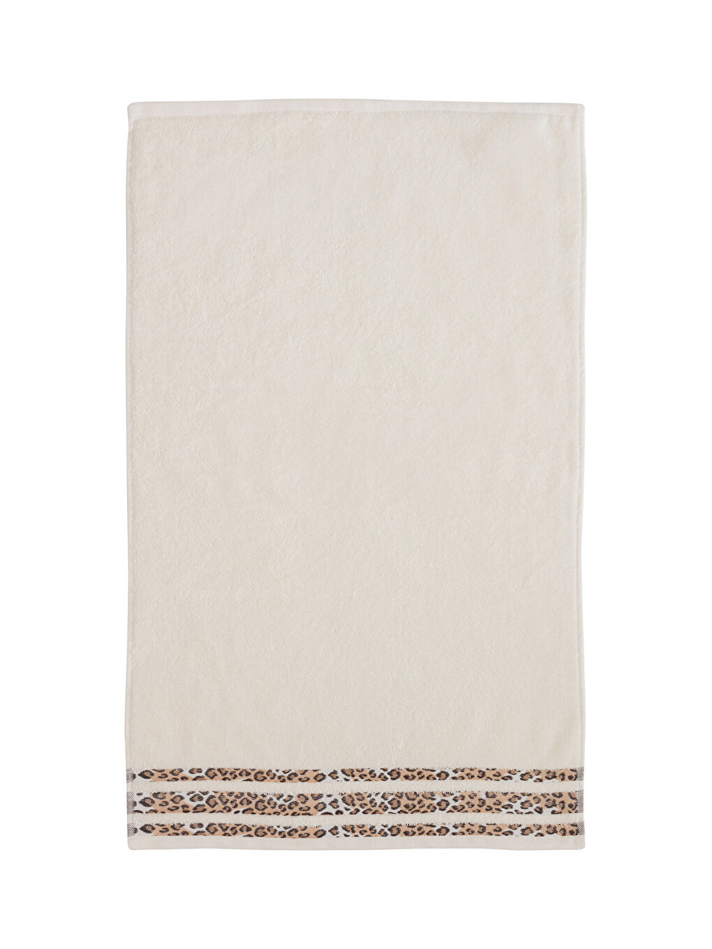Ekru Leopar Desenli Yüz Havlusu 50x80 cm-4