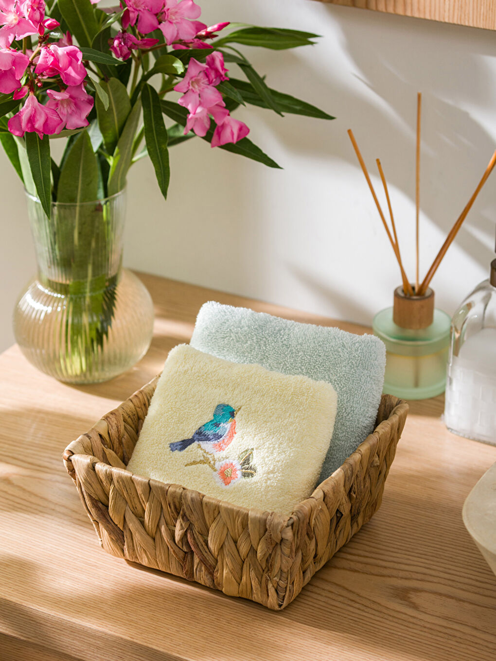 Sarı Dantel Detaylı Pamuklu El Havlusu 2'li 30x50 cm-1