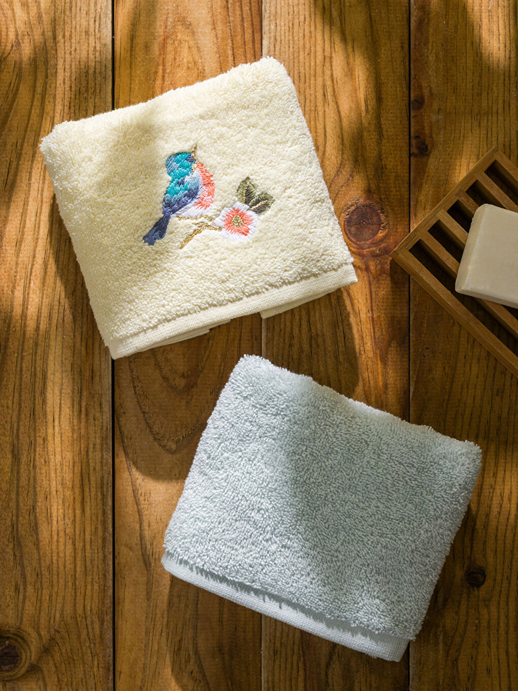 Sarı Dantel Detaylı Pamuklu El Havlusu 2'li 30x50 cm-2