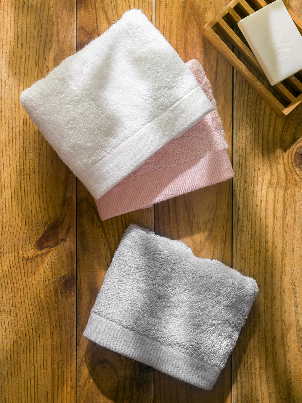 Gri Düz Pamuklu El Havlusu 3'lü 30x50 cm-2