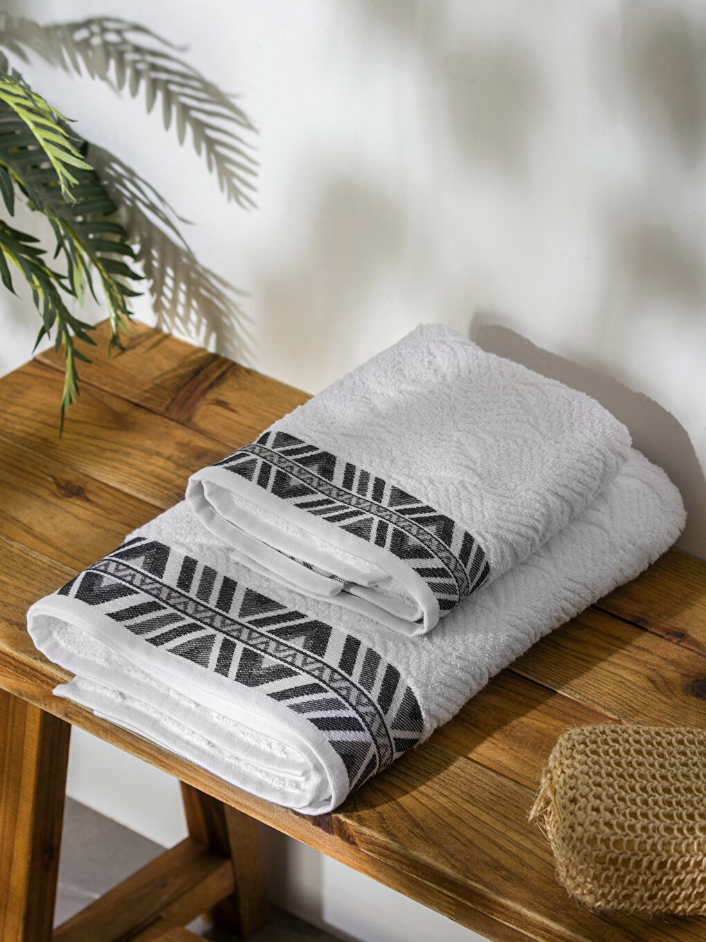 Patterned Cotton Bath Towel Set 2-Pack