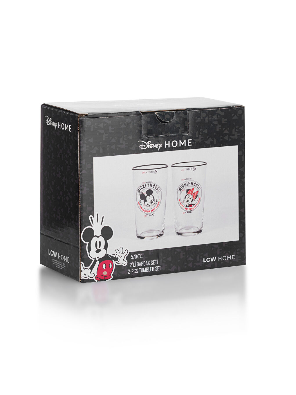 LCW HOME Karışık Baskılı Mickey ve Minnie Mouse Baskılı Cam Bardak Seti 2'li 570 Ml - 5