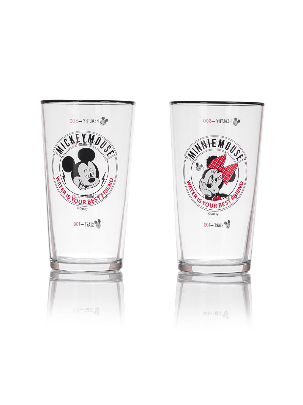 LCW HOME Karışık Baskılı Mickey ve Minnie Mouse Baskılı Cam Bardak Seti 2'li 570 Ml - 6