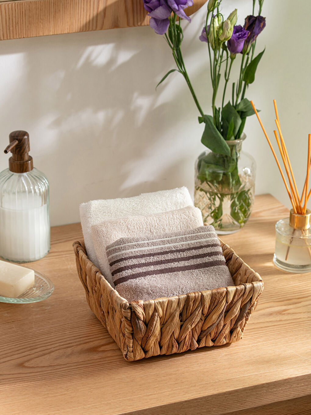 Bej Pamuklu El Havlusu Seti 3'lü