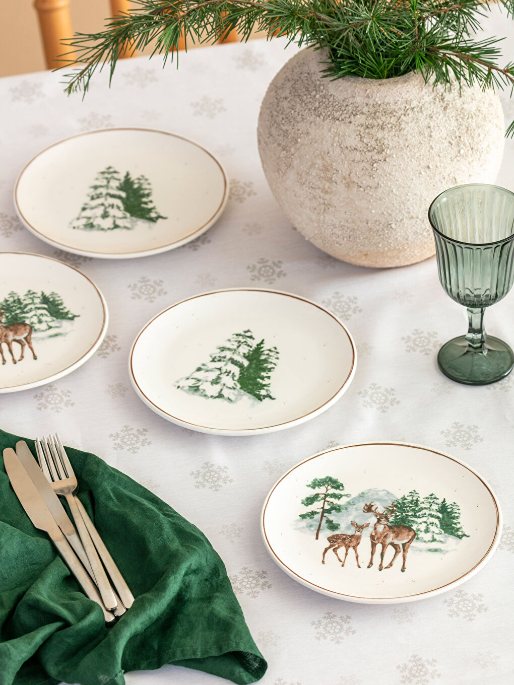 Printed Ceramic Cake Plate 4-pack 19 cm