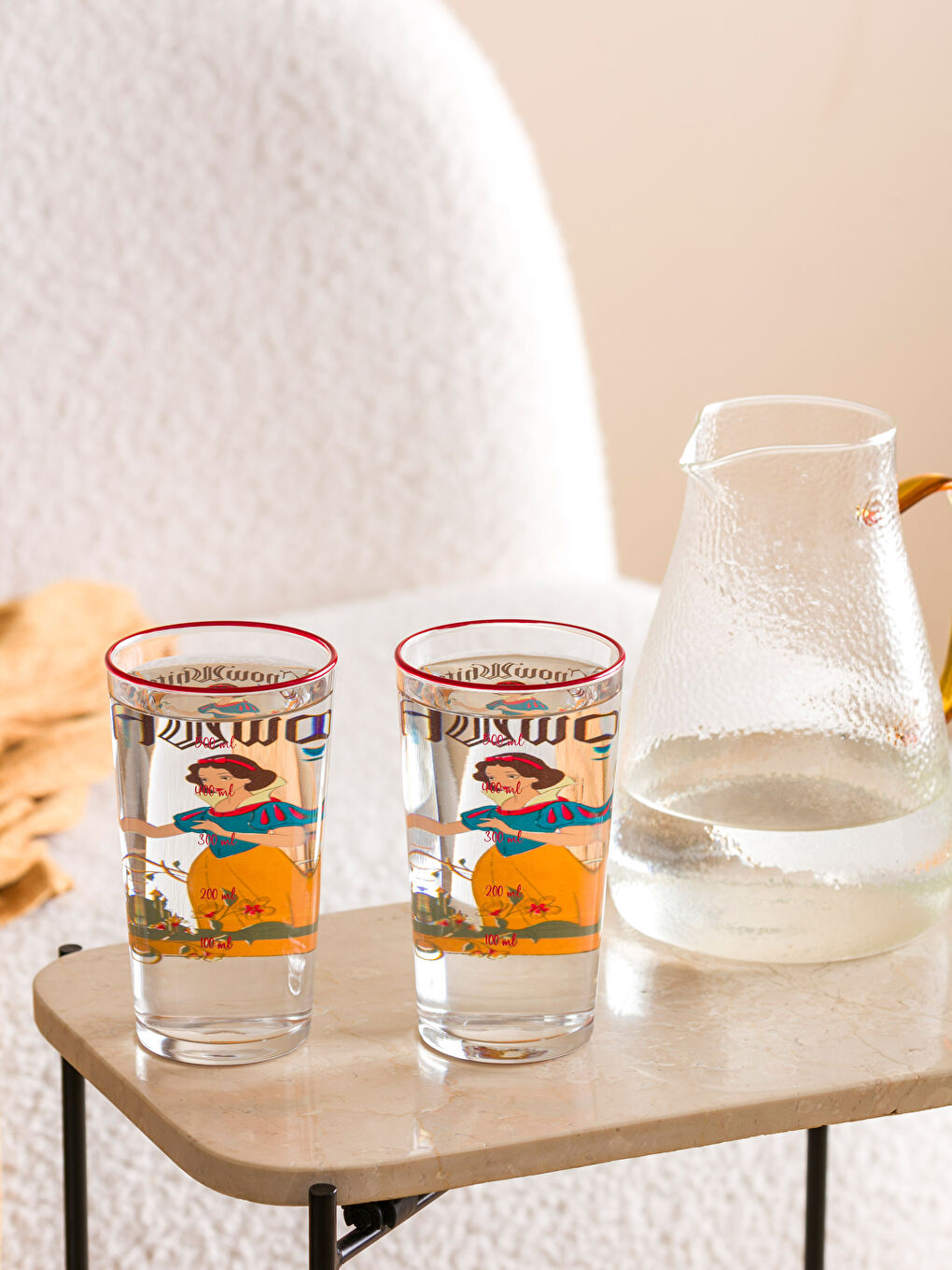 Karışık Pamuk Prenses Baskılı Bardak Seti 570 ml-1