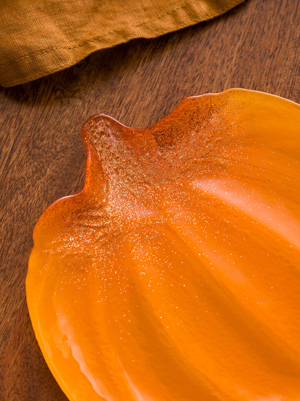 Turuncu Bal Kabağı Desenli Cam Tabak 2'li 17 cm-2