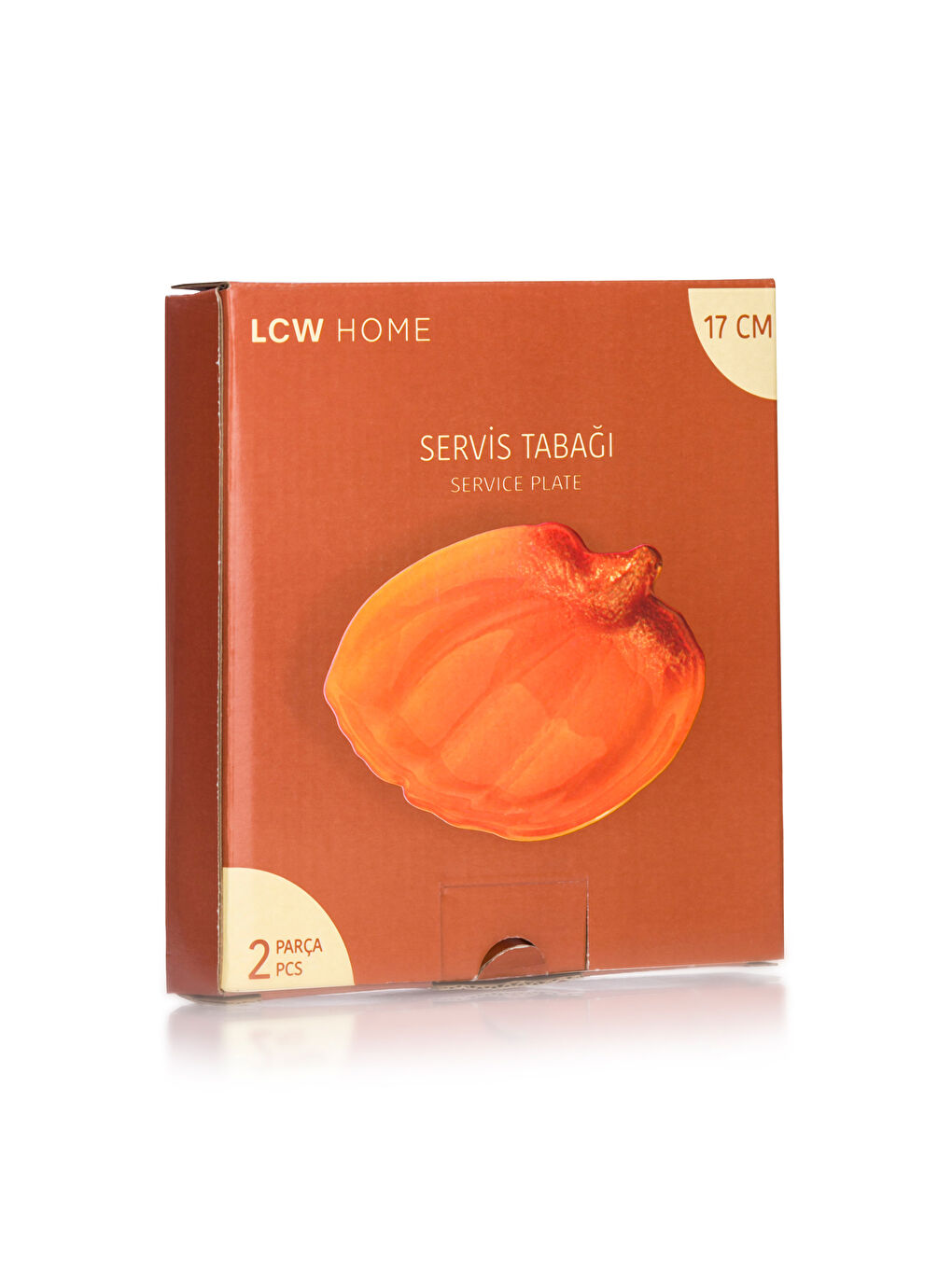 Turuncu Bal Kabağı Desenli Cam Tabak 2'li 17 cm-3