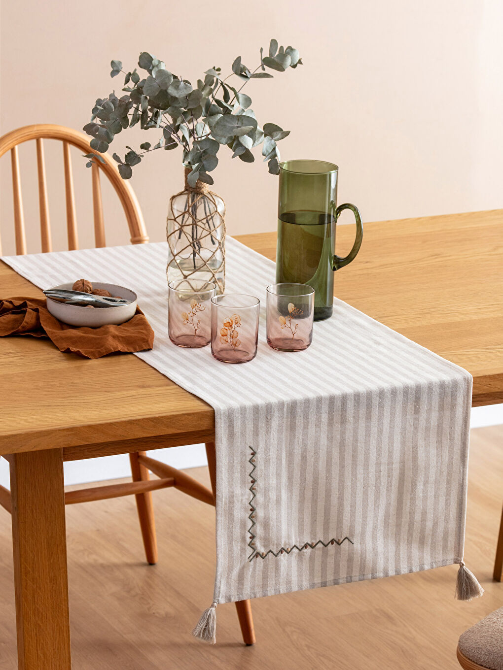 Karışık Baskılı Püsküllü Runner 45x150 cm